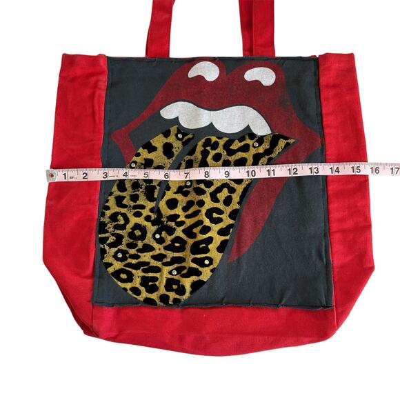 Via Penny Lane Reworked Apparel | The Rolling Stones Red Canvas Tote Bag OS - Picture 3 of 6